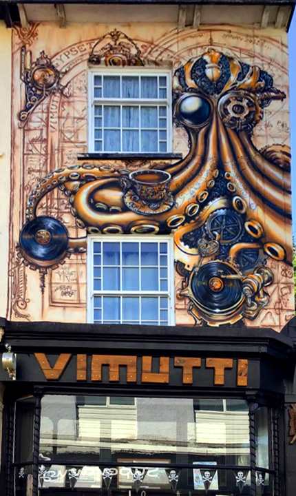 mural art devon with steampunk octopus