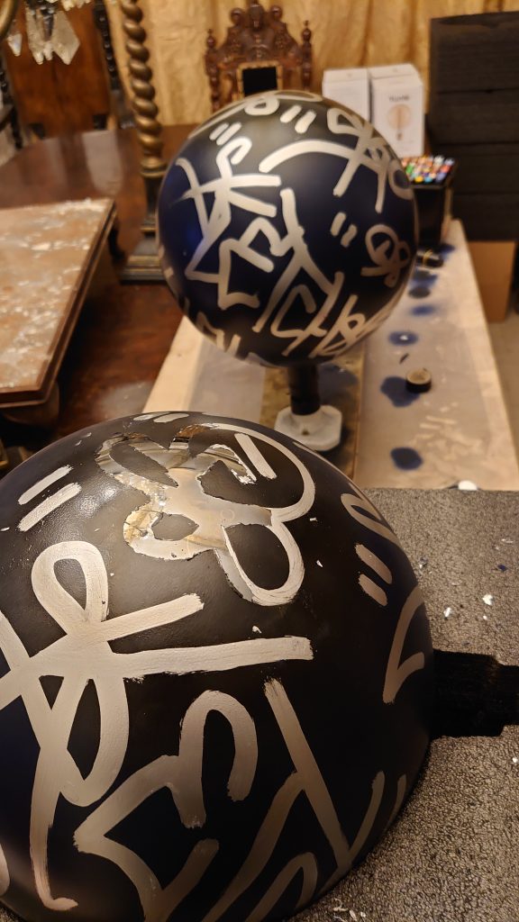 hand crafted light bulbs by restaurant mural artist devon, urban gypset