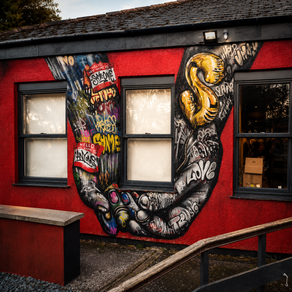 chaos mural loving hands in truro by urban gypset