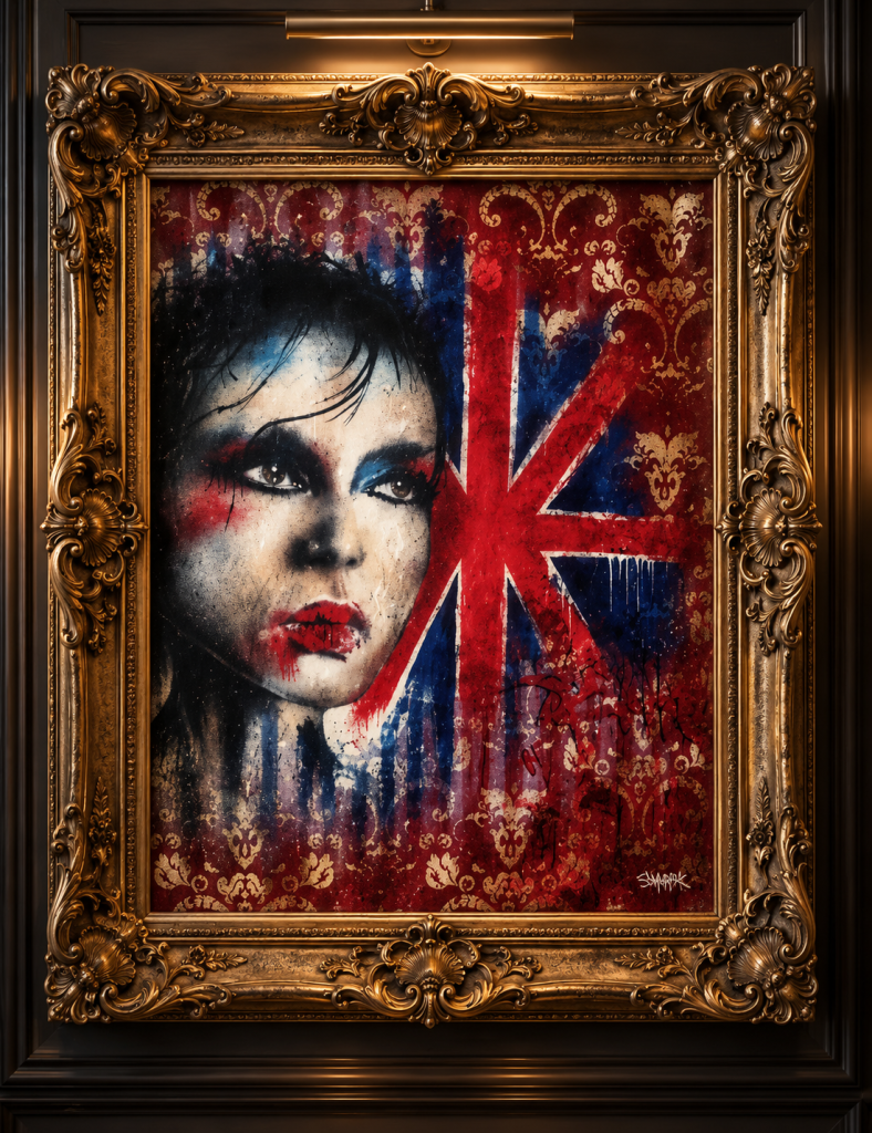 union jack portrait commission, spray paint on canvas bespoke